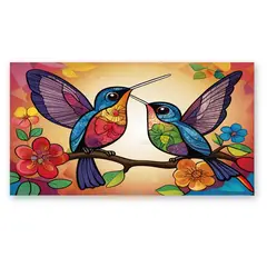 GENERICO - Cuadro decorativo colibríes coloridos estilo pop art 120x70 cm