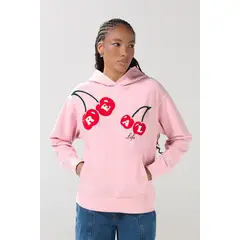 KOAJ - Buzo oversize rosado con capota y diseño de cerezas Mujer