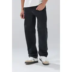 KOAJ - Jean gris intenso tiro medio baggy con bota ancha Hombre