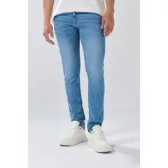 KOAJ - Jean azul medio skinny ceñido con desgastes y tiro baj Hombre