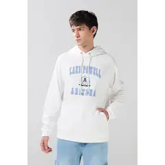 KOAJ - Buzo con capota crema claro college con manga ranglan Hombre