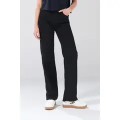 KOAJ - Jean straight leg negro bota recta con bolsillos y tir Mujer