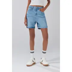 KOAJ - Short súper tiro alto de jean azul claro con cremallera Mujer