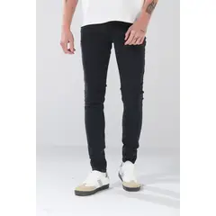 KOAJ - Jean tiro bajo skinny gris intenso con cierre de cremal Hombre