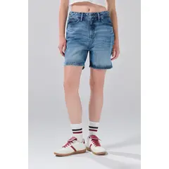 KOAJ - Short de jean súper tiro alto azul medio con bolsillos Mujer