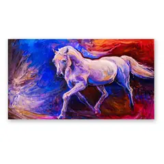 GENERICO - Cuadro decorativo caballo blanco expresivo fondo abstracto 100x70 cm