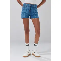 KOAJ - Short de jean tiro alto azul medio con rotos delantero Mujer