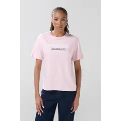 KOAJ - Camiseta en algodón college rosada con manga corta Mujer