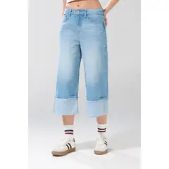 KOAJ - Jean culotte azul claro tiro alto con bota ancha Mujer