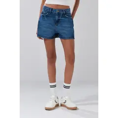 KOAJ - Short tiro alto de jean azul oscuro con 5 bolsillos Mujer