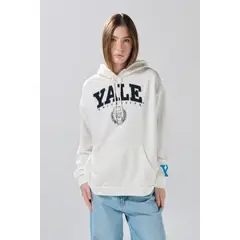 KOAJ - Buzo crema claro con capota y diseño de Yale oversize Mujer
