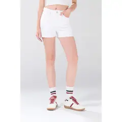 KOAJ - Short de jean tiro alto blanco con 5 bolsillos Mujer