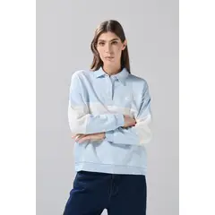 KOAJ - Buzo cuello sport azul claro college oversize Mujer