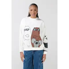 KOAJ - Buzo oversize crema de Osos Escandalosos cuello redond Mujer