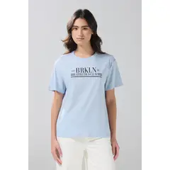 KOAJ - Camiseta en algodón college azul clara con manga corta Mujer