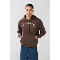 KOAJ - Buzo oversize café con capota y artes de Rick and Mort Hombre