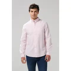 KOAJ - Camisa con cuello button down unicolor y manga larga Hombre