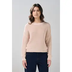 KOAJ - Suéter cuello redondo rosado con hombro rodado Mujer