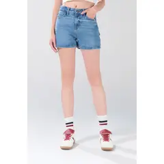 KOAJ - Short de jean tiro alto azul claro con desgastes local Mujer
