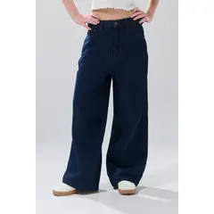 KOAJ - Jean baggy tiro medio azul intenso con bota ancha Mujer