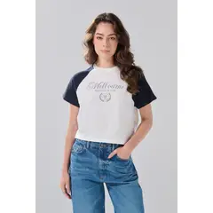 KOAJ - Camiseta manga corta en contraste estampada. Mujer