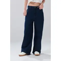 KOAJ - Jean baggy azul intenso tiro medio con costuras y bota Mujer