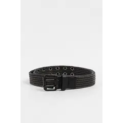 KOAJ - Cinturón masculino, negro tipo reata con doble aguja Hombre