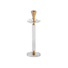 GENERICO - Candelabro De Cristal Con Pedestal Y Pedrería Tamaño Mediano 27 X 8 Cm