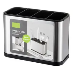 DAYOSHOP - Organizador Escurridor De Cubiertos Acero Inoxidable 4 Cav Plateado