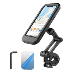 GENERICO - Soporte Celular Impermeable Moto Bici 360° Universal 6.8 Negro