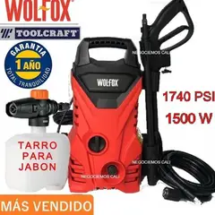 WOLFOX - Hidrolavadora eléctrica 1740 psi 1500 w + dispensador de jabón