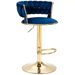 MOBLIHOUSE - Silla De Bar Moderna De Terciopelo Liverpool Base Dorada