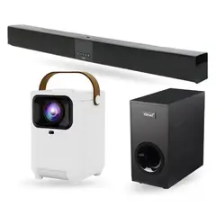INNOVA - Proyector Android 4k E350 Sistema De Sonido 2.1 Subwoofer Wifi Bluetooth 5.0