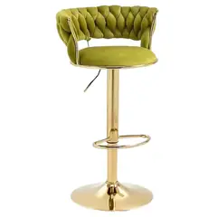 MOBLIHOUSE - Silla De Bar Moderna De Terciopelo Liverpool Base Dorada