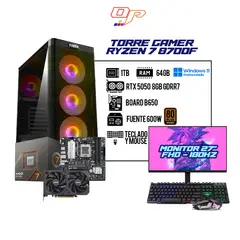 AMD - PC GAMER RYZEN 7 8700F / RTX 5050 8GB / 64GB RAM / 1TB SSD / BOARD B650 / MONITOR 27" 180HZ