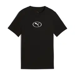 PUMA - Camisa Deportiva Original Sport Rib Collar Negro Niños