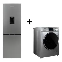 CHALLENGER - Combo Nevera No Frost 325 Litros + Lavadora/secadora Inventer 14kg Gris