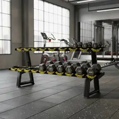 GENERICO - Rack Mancuernas Doble Para 10 Pares Gym Soporte 2 Niveles