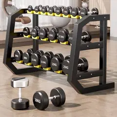 GENERICO - Rack Mancuernas Doble Para 10 Pares Gym Soporte 3 Niveles