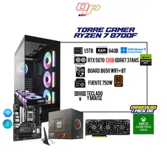 AMD - PC GAMER RYZEN 7 8700F / RTX 5070 12GB / 64GB RAM / 1.5TB SSD / BOARD B650 WIFI + BT / 750W 80+