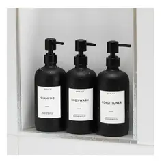 OEM - Juego De 3 Dispensadores Champú Y Acondicionador Negro