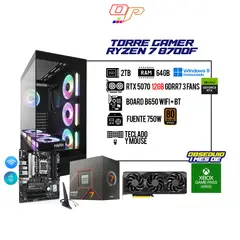 AMD - PC GAMER RYZEN 7 8700F / RTX 5070 12GB / 64GB RAM / 2TB SSD / BOARD B650 WIFI + BT / 750W 80+