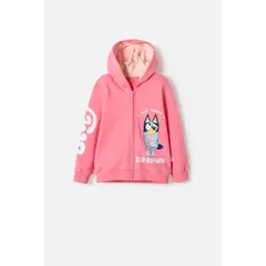 BLUEY - Buzo de rosado de diseño abierto para niña 2T a 6T
