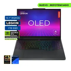 Lenovo - PORTATIL GAMER Legion 5, AMD Ryzen 7 260,SSD 1TB, DDR5 16GB,15." WQXGA OLED, 8GB RTX506