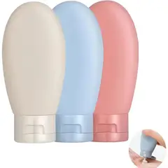 GENERICO - Set x3 Dispensador De Cosméticos Recargable Botella Para Loción, Champú y Artículos De Tocador