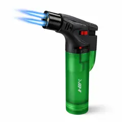 NIA - SOPLETE DOBLE LLAMA TIPO JET RECARGABLE ENCENDEDOR POTENTE AJUSTABLE COCINA BBQ Y BRICOLAJE