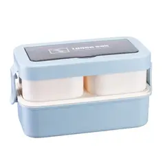 SKY - Portacomidas Antifugas Para Niños y Adultos Lonchera 3 Compartimentos Con Cuchara, Tenedor y Moldes