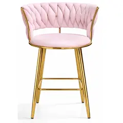 MOBLIHOUSE - Silla De Bar Moderna De Terciopelo Cannes Base Dorada