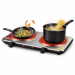 GENERICO - Estufa Eléctrica Doble Hornilla Portátil 2000W para Cocina Práctica