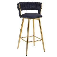 MOBLIHOUSE - Silla De Bar Moderna De Terciopelo Cannes Base Dorada